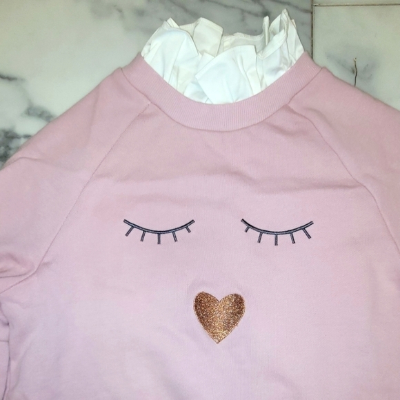 TED BAKER Dusty Pink Evliin Logo Frill Sweatshirt "Wink In Pink" Size 2 US - Picture 6 of 16